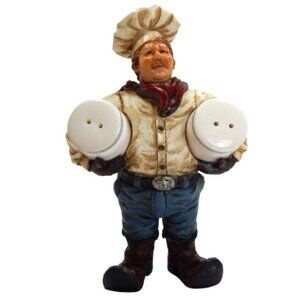 Whimsical Cowboy Chef Salt & Pepper Shaker Picnic BBQ Western